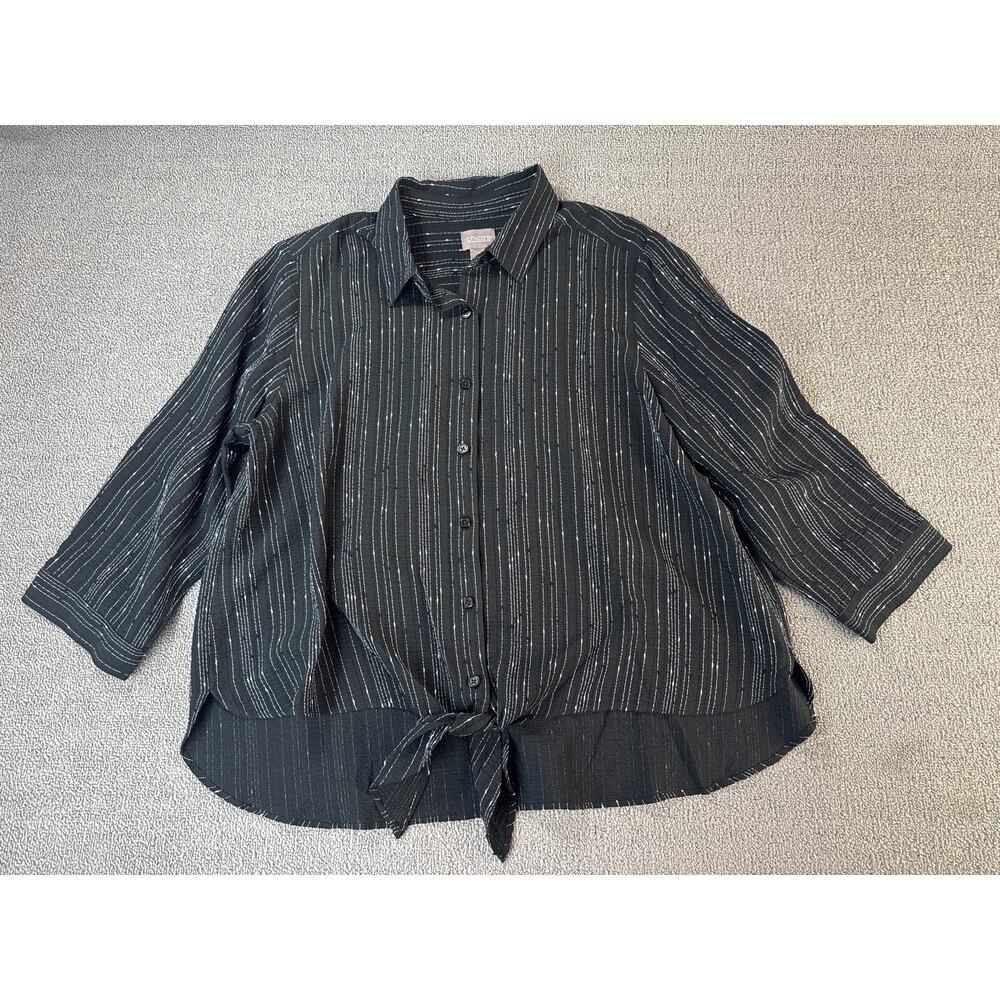 NWT Chicos Blouse‎ Top Business Casual Button Down Relaxed Size Large